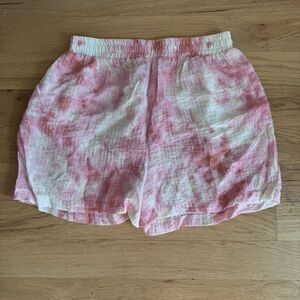 Zara Pink and White High Waist Shorts